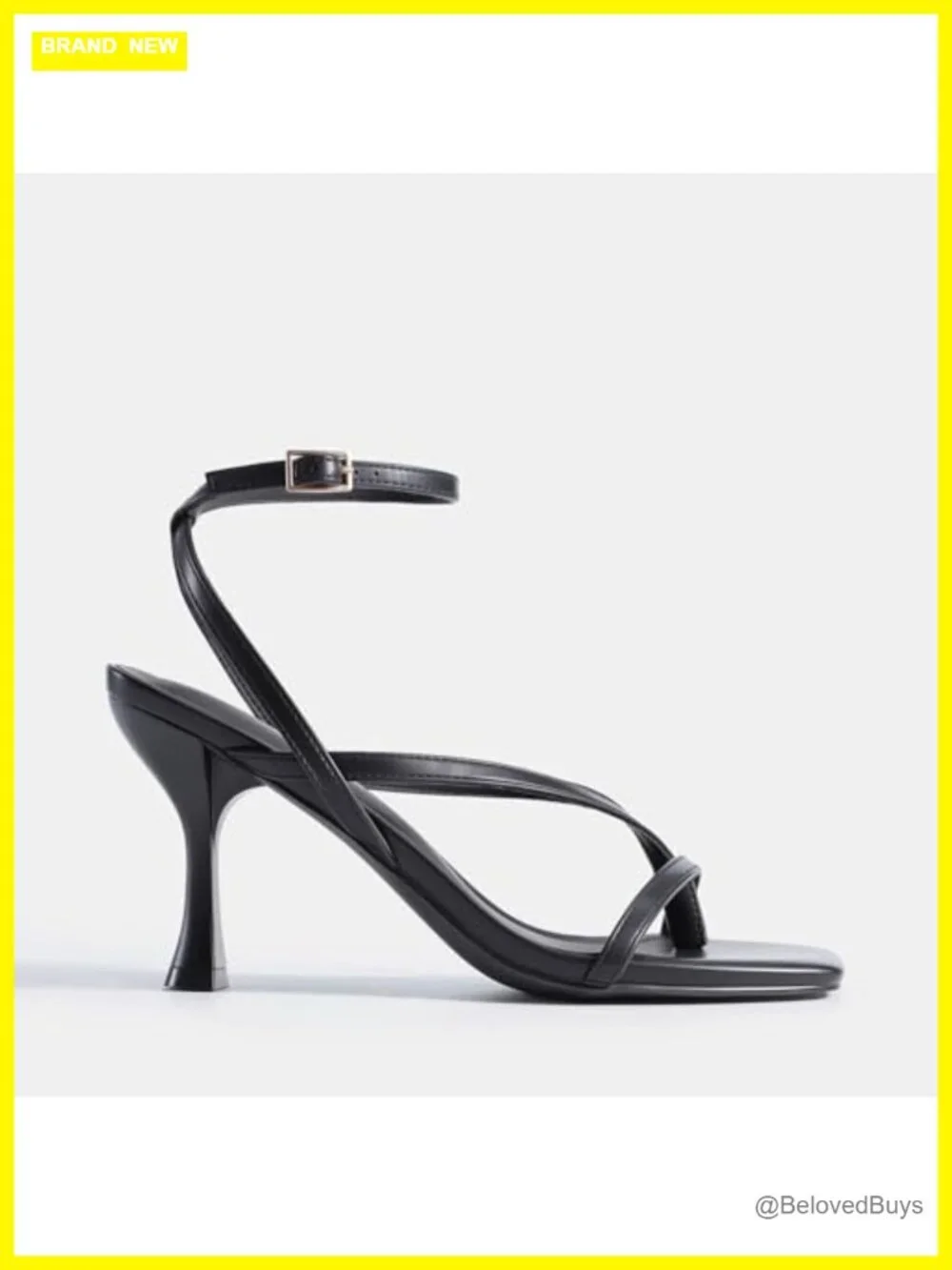 Strappy Thong Ankle Strap Heel Sandals Faux Leather Stiletto Heels for Women